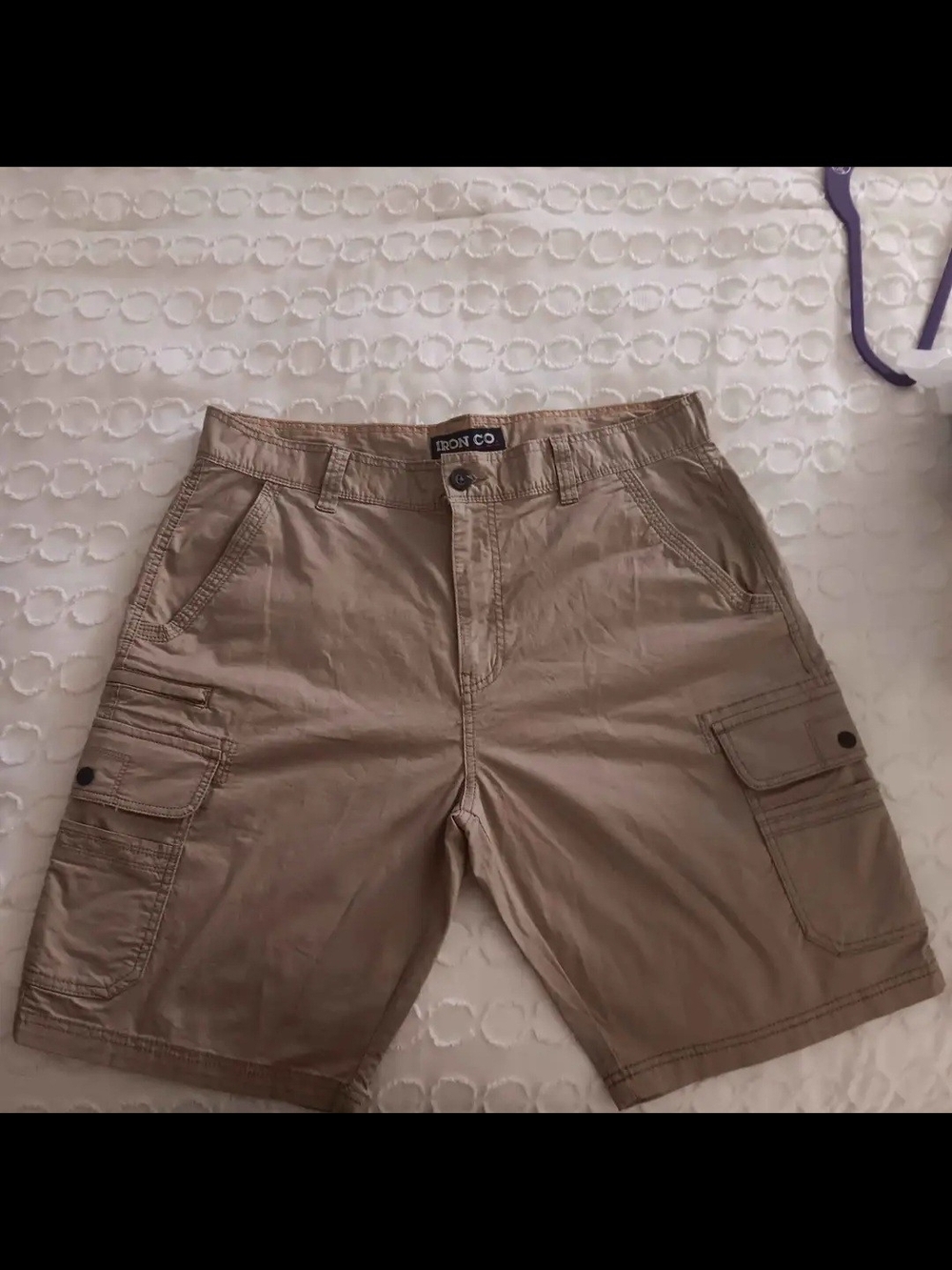 Iron Co. Men's Tan Cargo Shorts with Multi-Pocket Utility